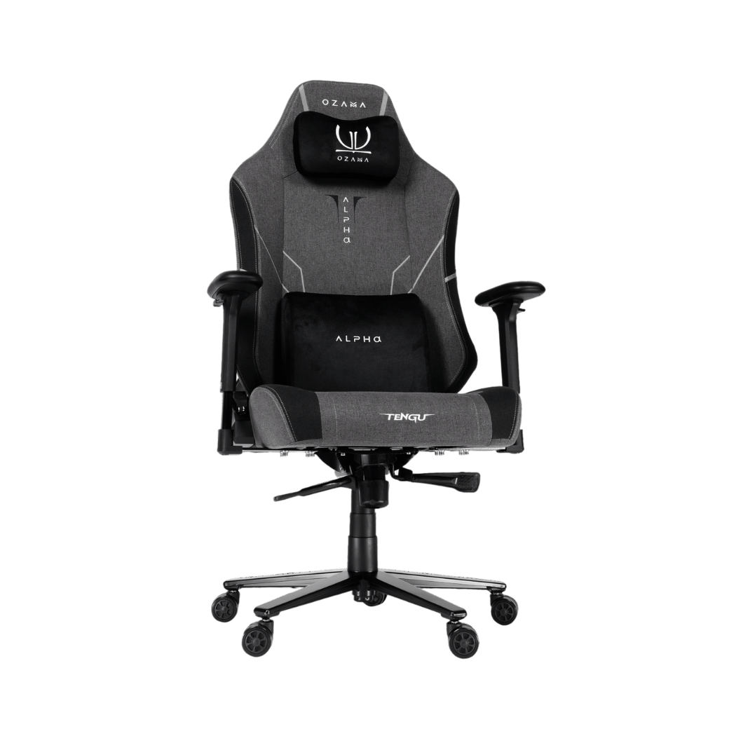 บัลลังก์เกมมิ่ง OZAMA ภายใต้แบรนด์ TENGUGAMINGGEARS รุ่น ALPHA FABRIC (CH-APT-F-BK) สีดำ เบาะผ้า_0